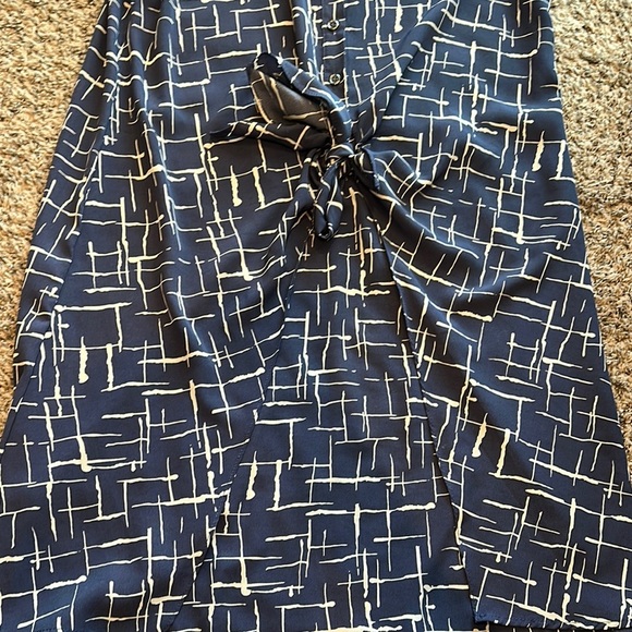 She + Sky and Tribal Jeans Blue and Cream Button Down Dresses - Picture 7 of 14